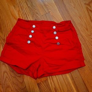 Red highwaisted pinup girl retro shorts